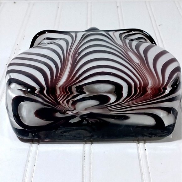 Rare Murano Optical Illusion MCM Vtg Handbag Purse Art Glass Vase Planter 1960s - Picture 9 of 10